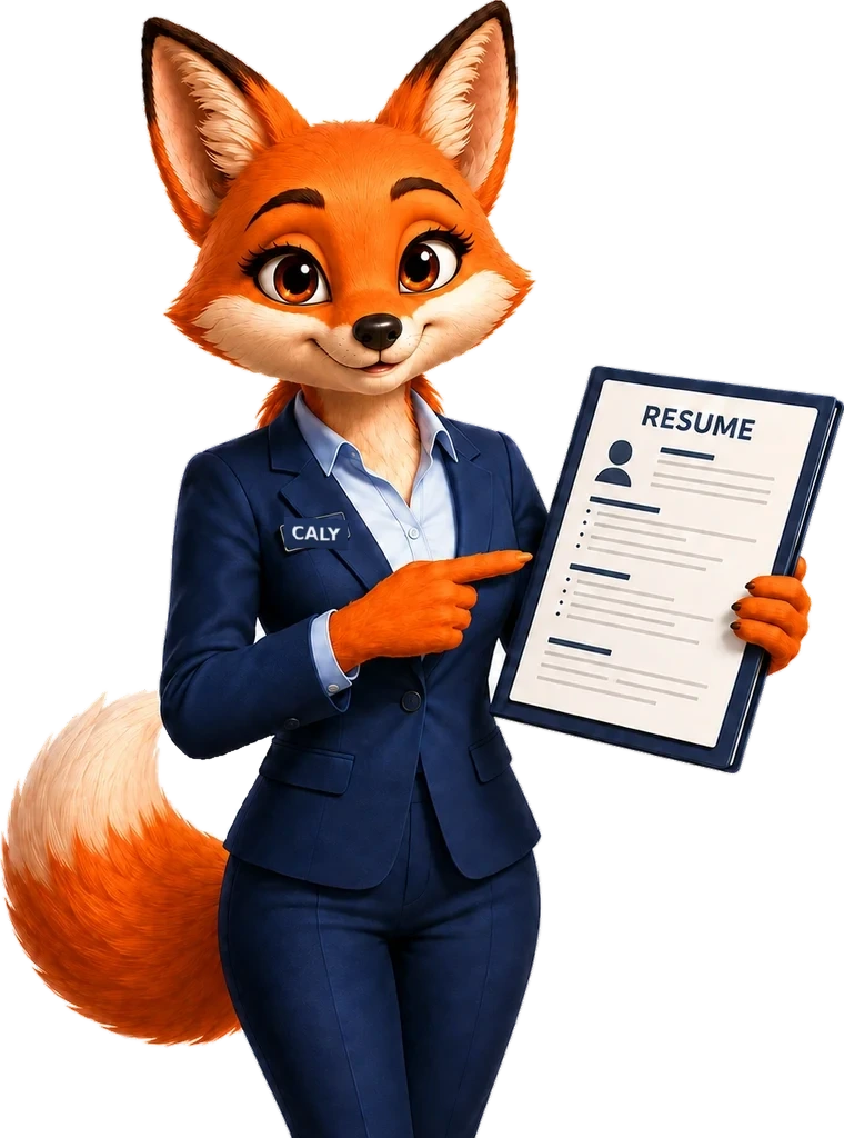 Caly holding up a tailored resume